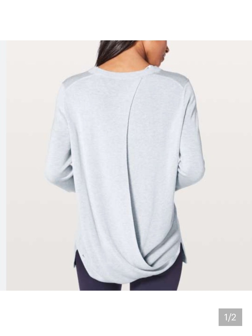 lululemon athletica Light Gray Draped-Back Long Sleeve Top
